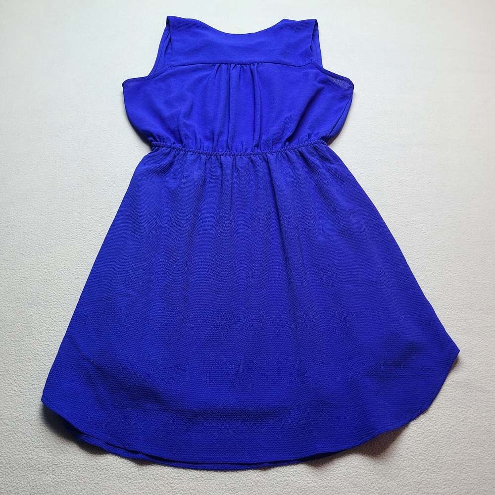 Monteau Fit and Flare Dress Womens Large Blue Excellent Sleeveless Crepe Pockets - Picture 9 of 10